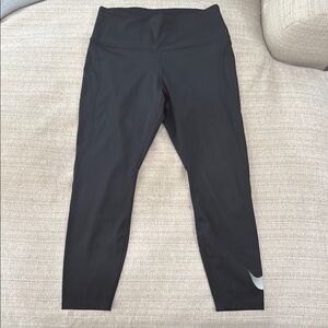 Nike Dri-fit Black Leggings with Silver logo